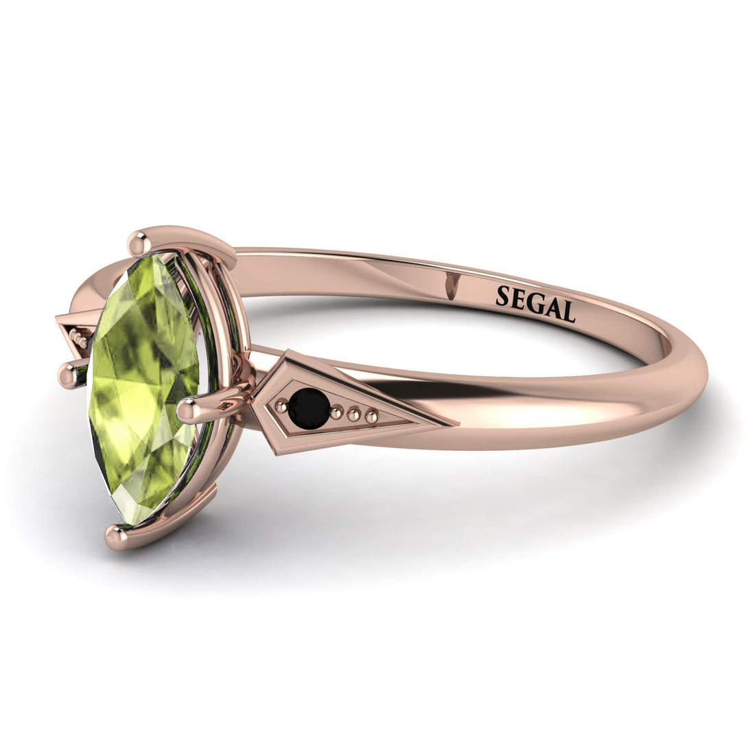 Marquise Peridot Geometrical Engagement Ring - Reese No. 708