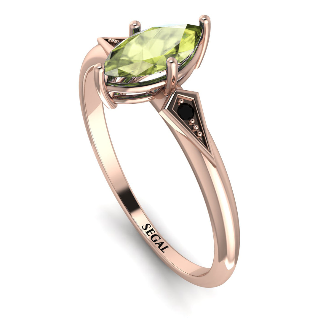 Marquise Peridot Geometrical Engagement Ring - Reese No. 708