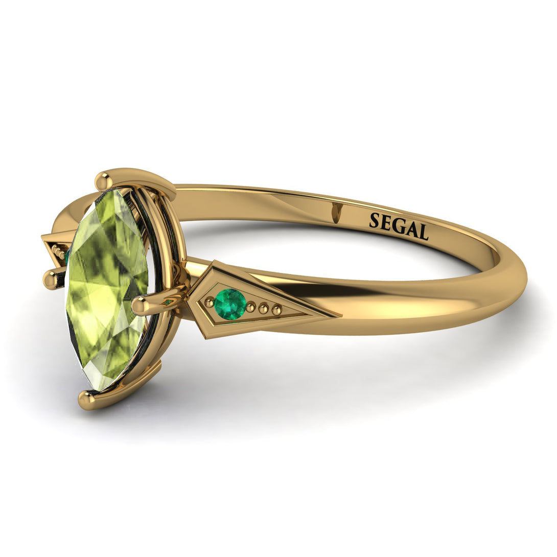 Marquise Peridot Geometrical Engagement Ring - Reese No. 704