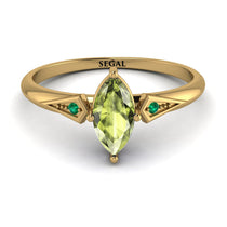 Marquise Peridot Geometrical Engagement Ring - Reese No. 704 image 1