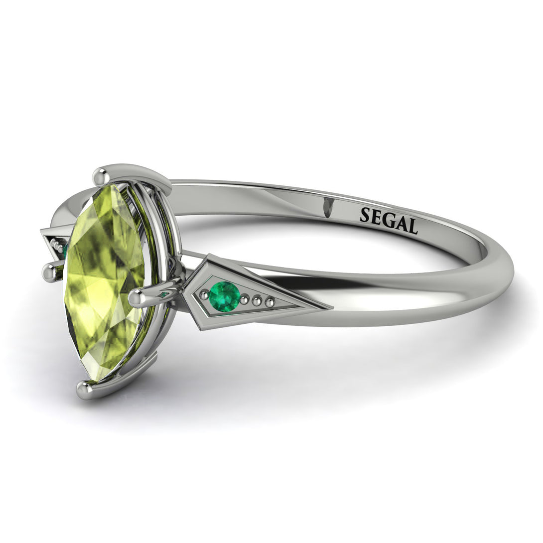 Marquise Peridot Geometrical Engagement Ring - Reese No. 706