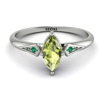 Marquise Peridot Geometrical Engagement Ring - Reese No. 706 image 1