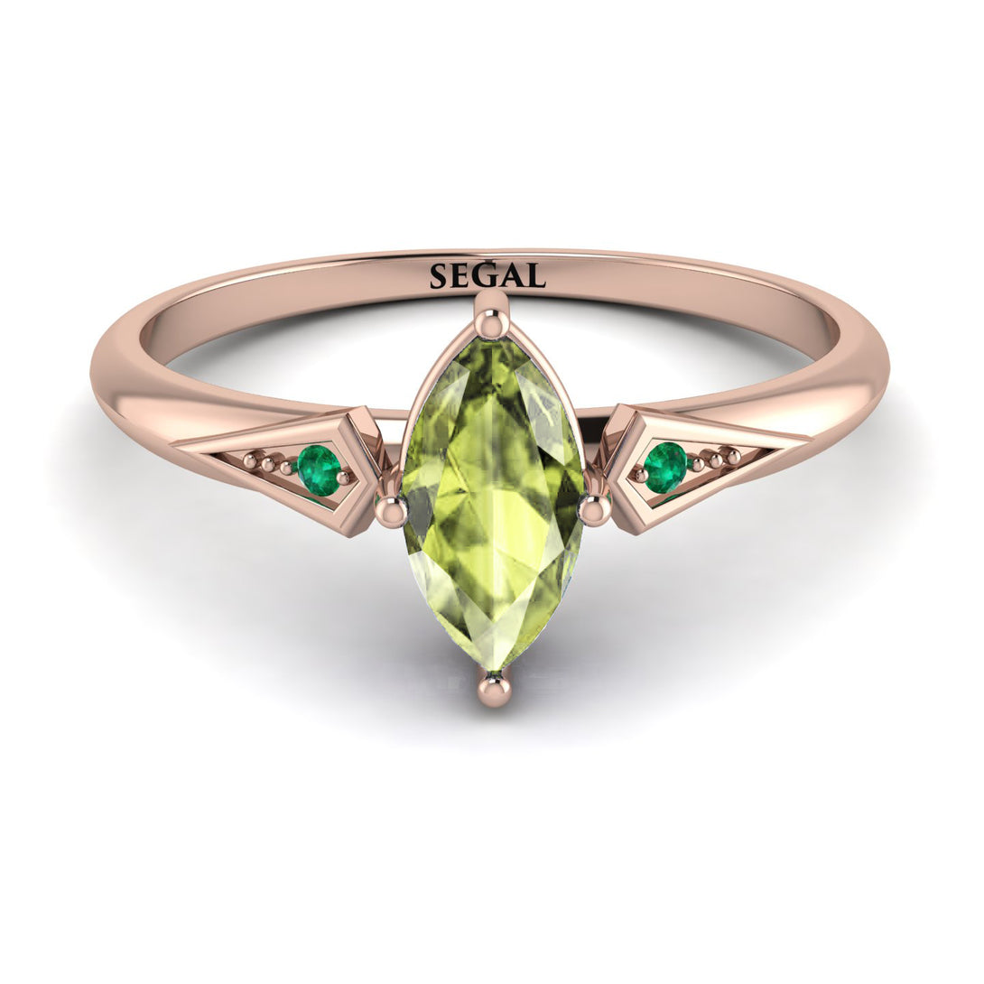 Marquise Peridot Geometrical Engagement Ring - Reese No. 705