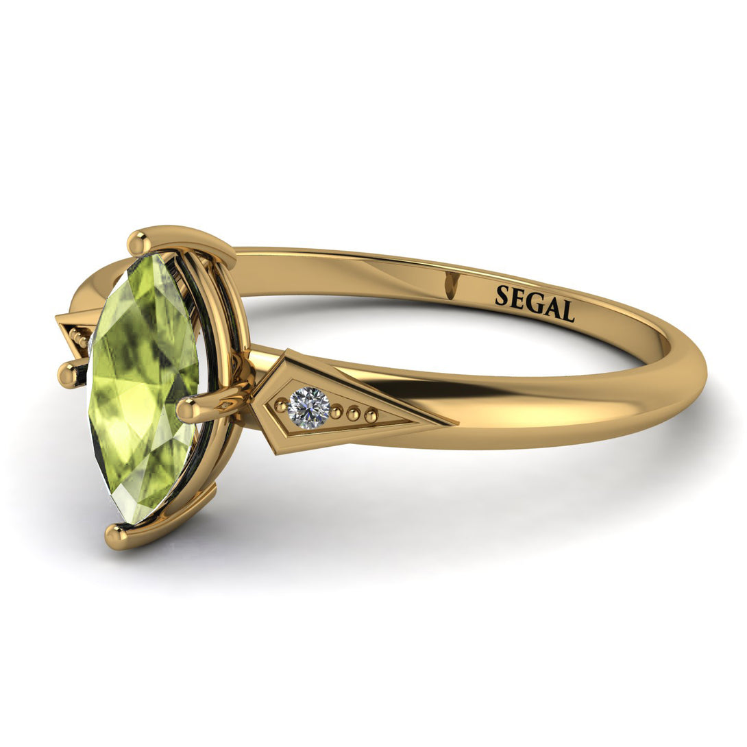 Marquise Peridot Geometrical Engagement Ring - Reese No. 701
