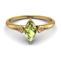 Marquise Peridot Geometrical Engagement Ring - Reese No. 701 image 1
