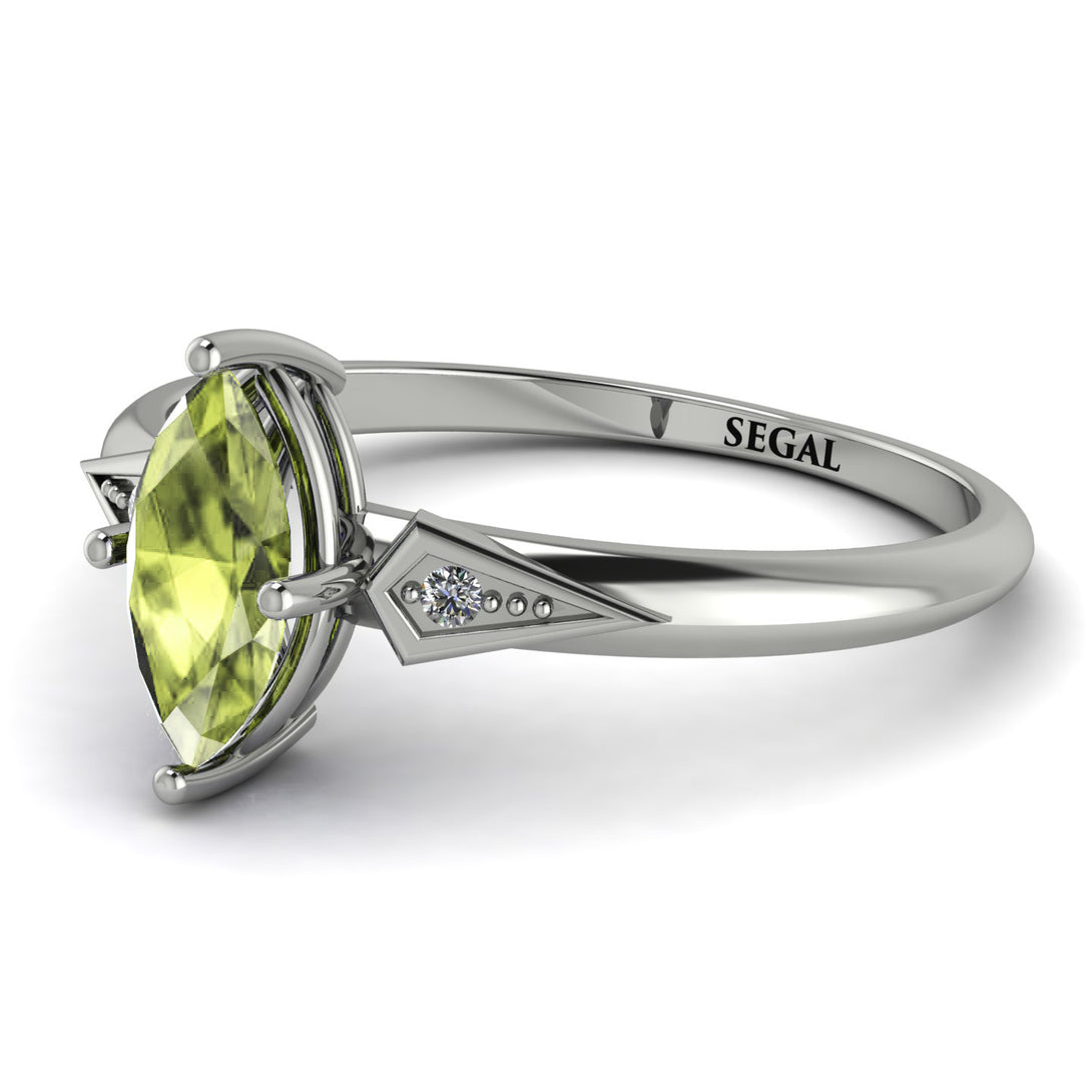 Marquise Peridot Geometrical Engagement Ring - Reese No. 703