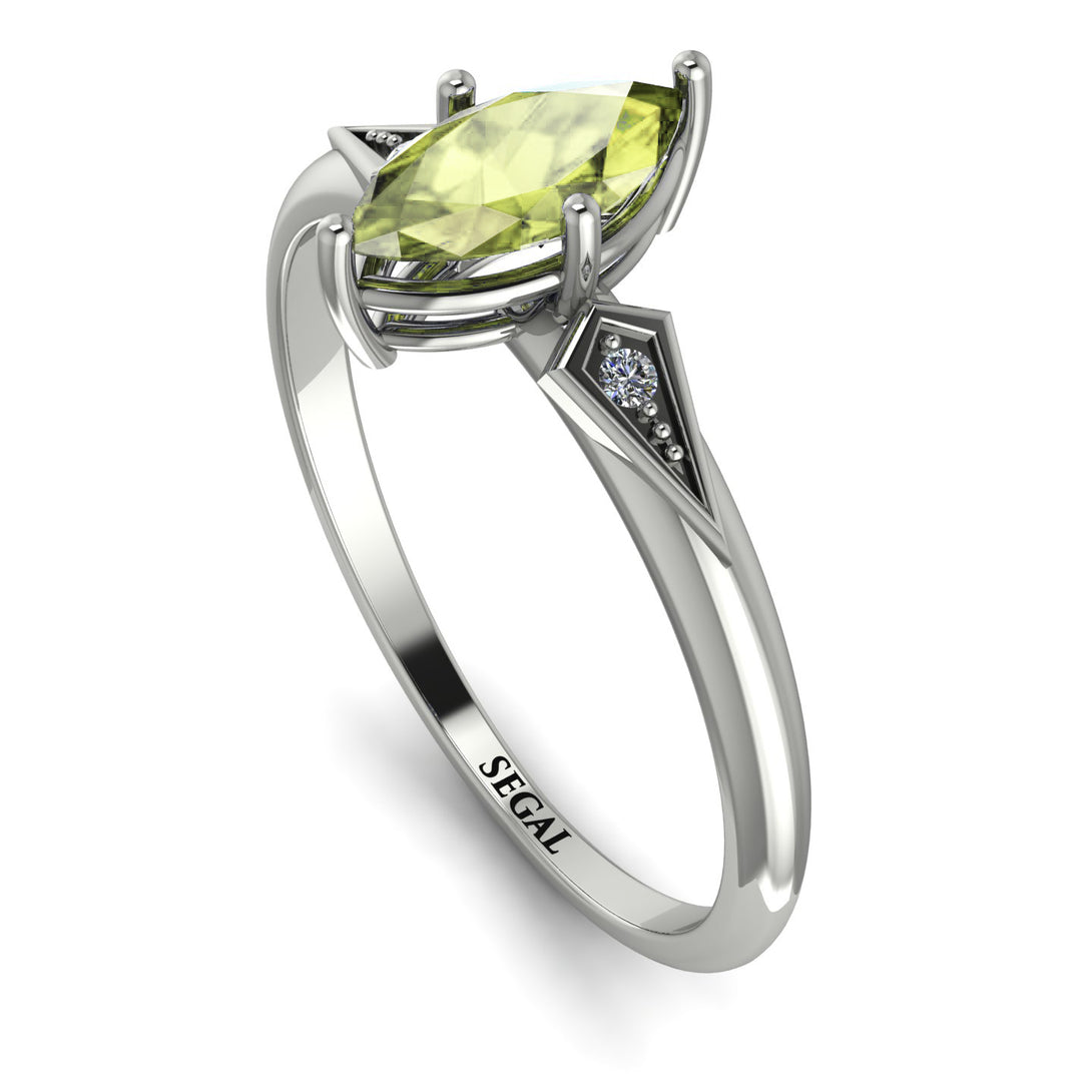 Marquise Peridot Geometrical Engagement Ring - Reese No. 703