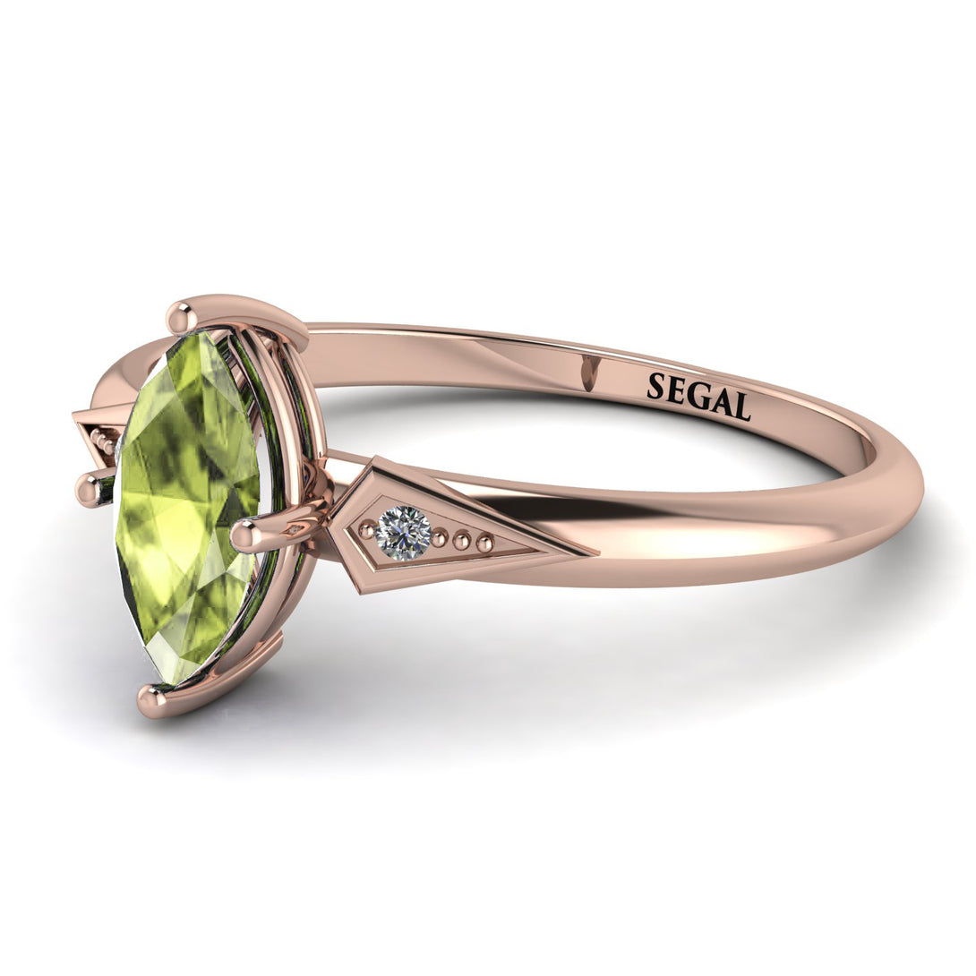 Marquise Peridot Geometrical Engagement Ring - Reese No. 702