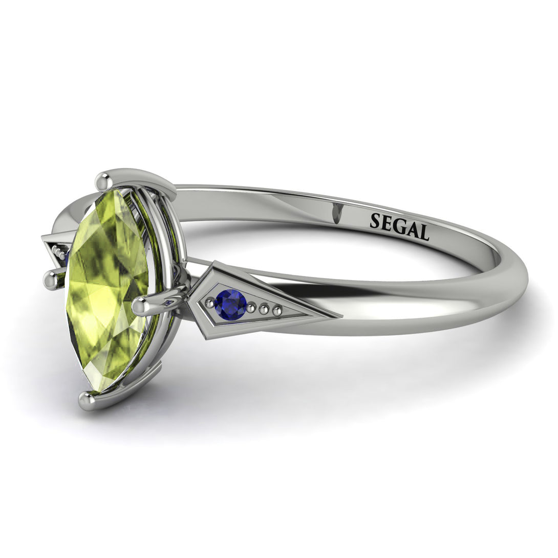 Marquise Peridot Geometrical Engagement Ring - Reese No. 715