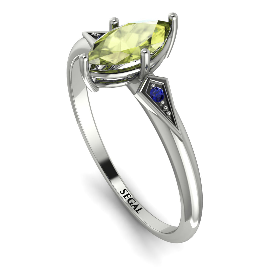Marquise Peridot Geometrical Engagement Ring - Reese No. 715