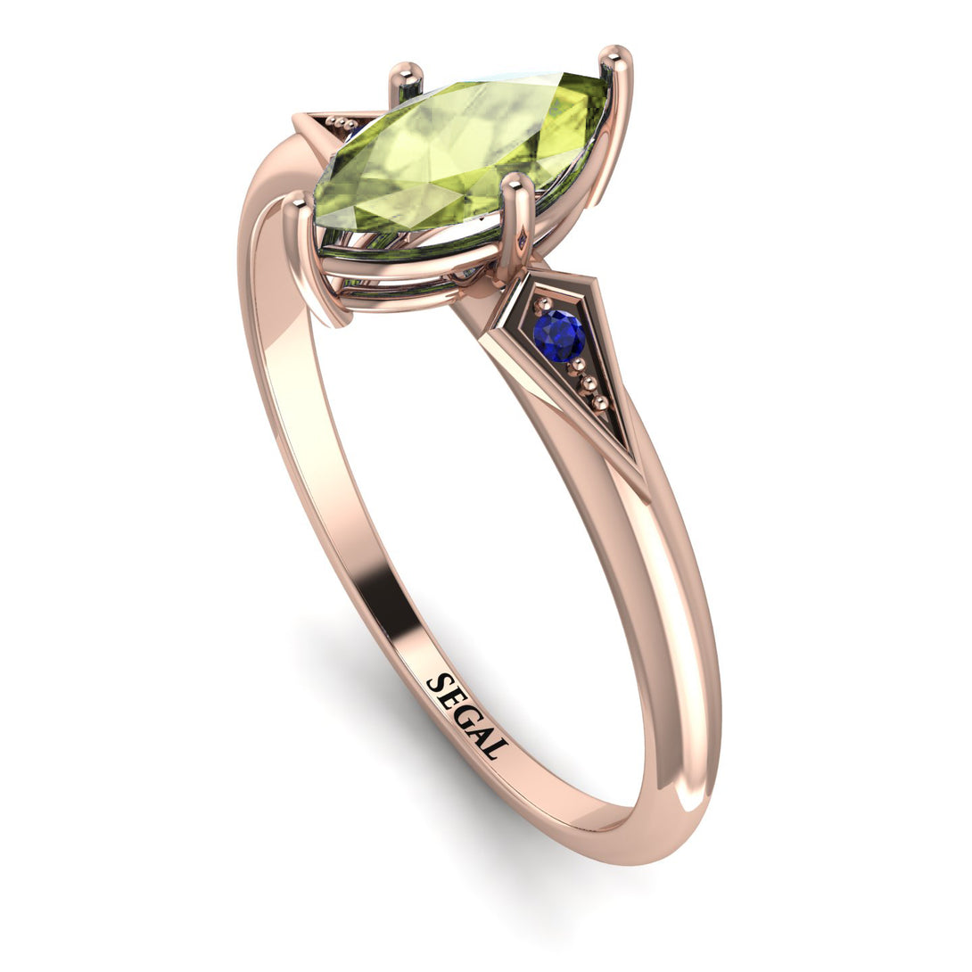 Marquise Peridot Geometrical Engagement Ring - Reese No. 714
