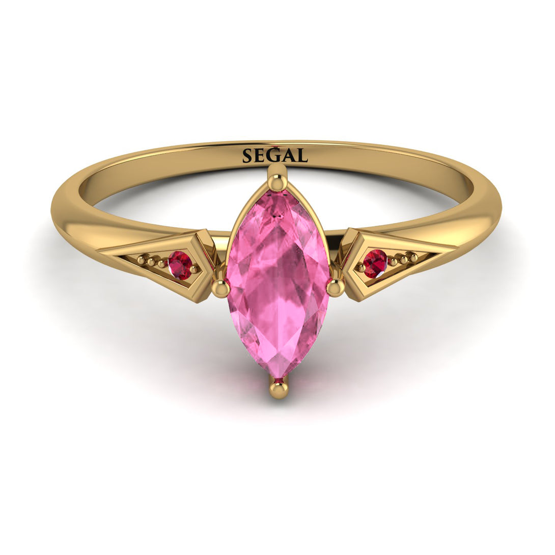 Marquise Pink Moissanite Geometrical Engagement Ring - Reese No. 810