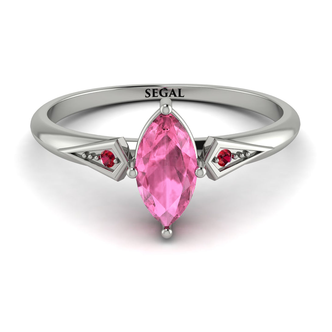 Marquise Pink Moissanite Geometrical Engagement Ring - Reese No. 812