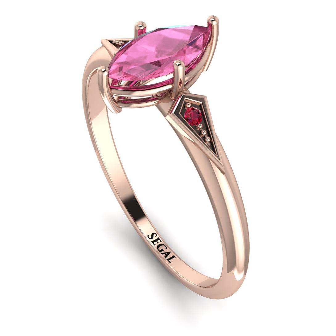 Marquise Pink Moissanite Geometrical Engagement Ring - Reese No. 811