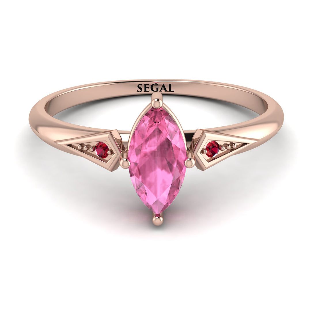 Marquise Pink Moissanite Geometrical Engagement Ring - Reese No. 811