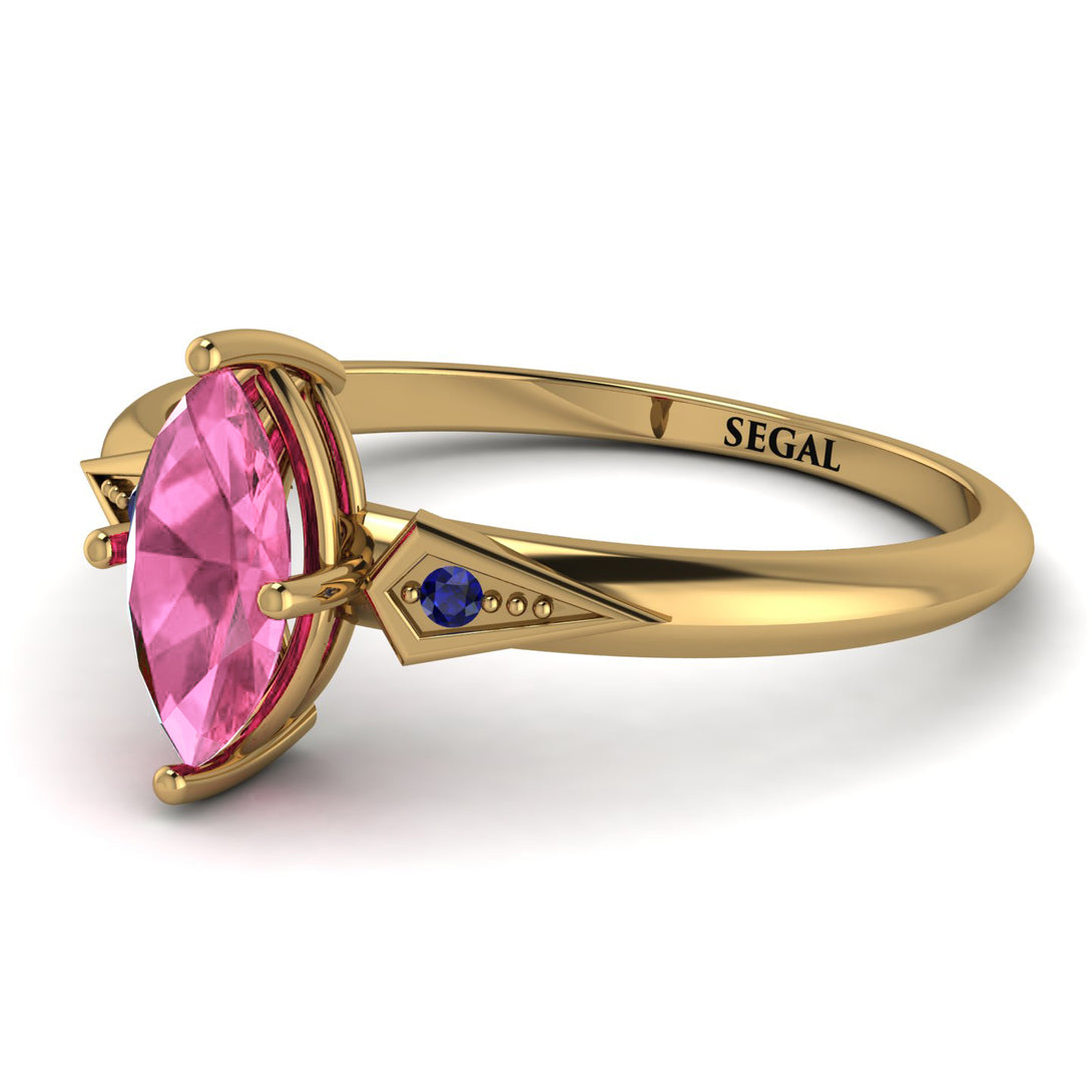 Marquise Pink Moissanite Geometrical Engagement Ring - Reese No. 813