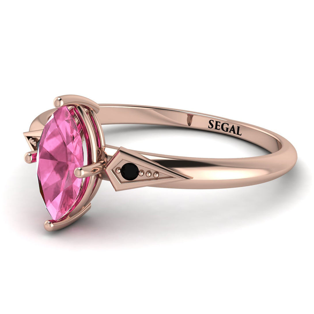 Marquise Pink Moissanite Geometrical Engagement Ring - Reese No. 808