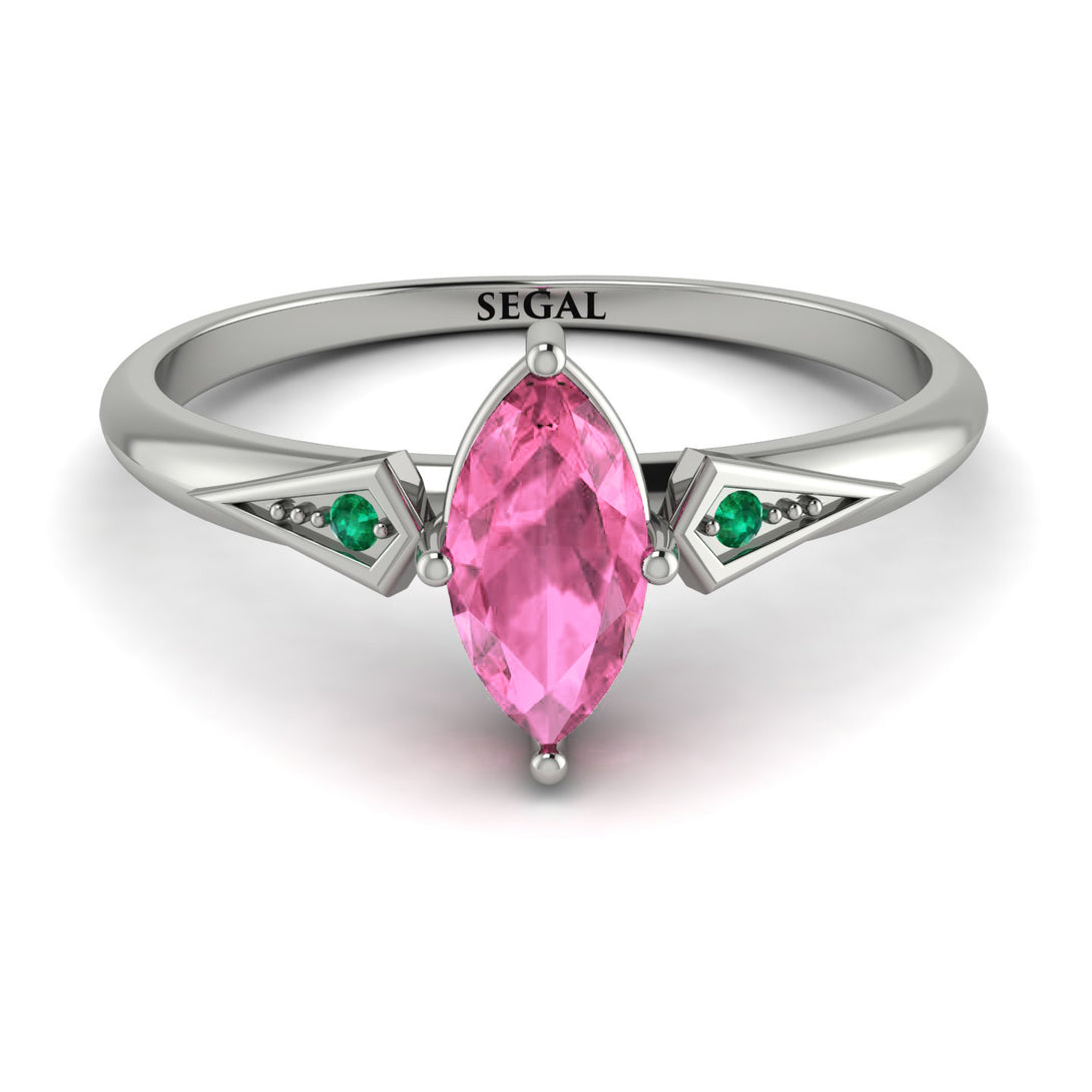Marquise Pink Moissanite Geometrical Engagement Ring - Reese No. 806