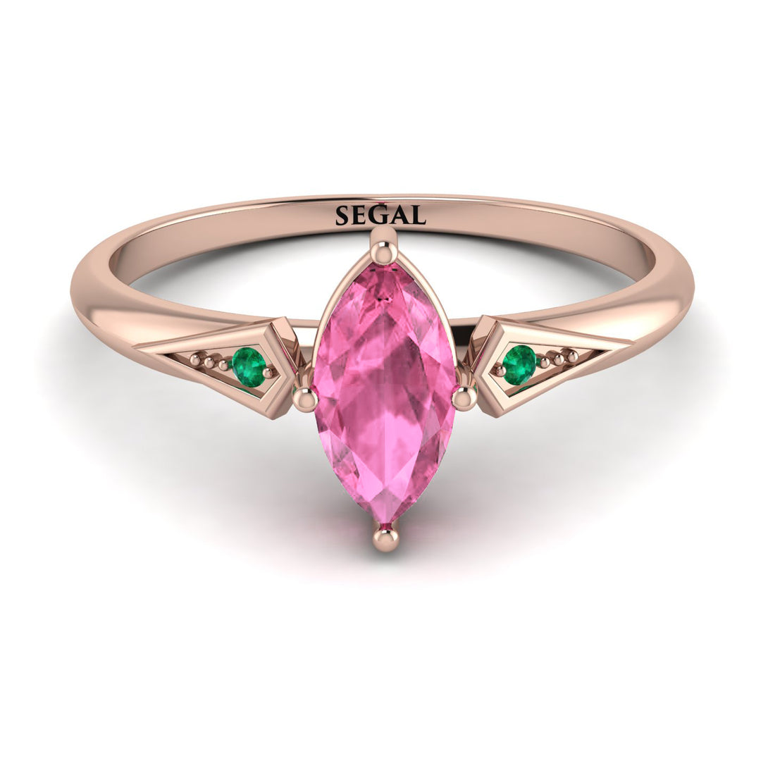 Marquise Pink Moissanite Geometrical Engagement Ring - Reese No. 805