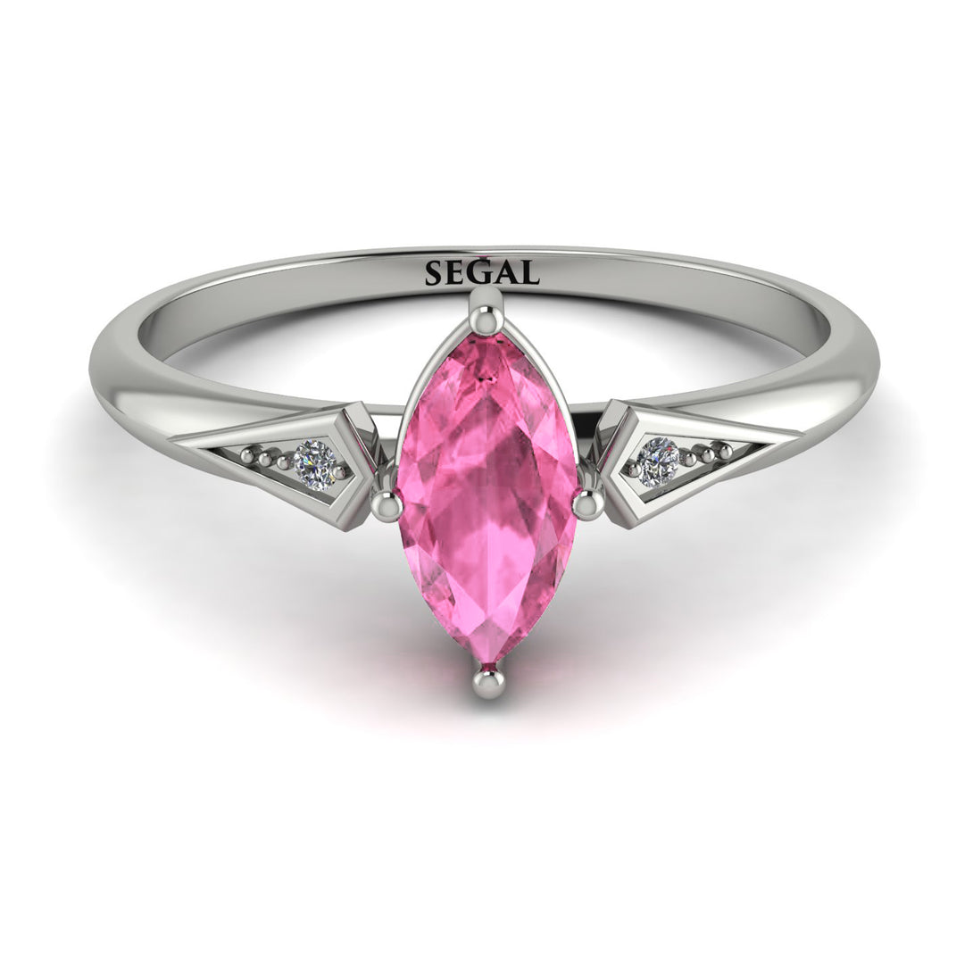 Marquise Pink Moissanite Geometrical Engagement Ring - Reese No. 803
