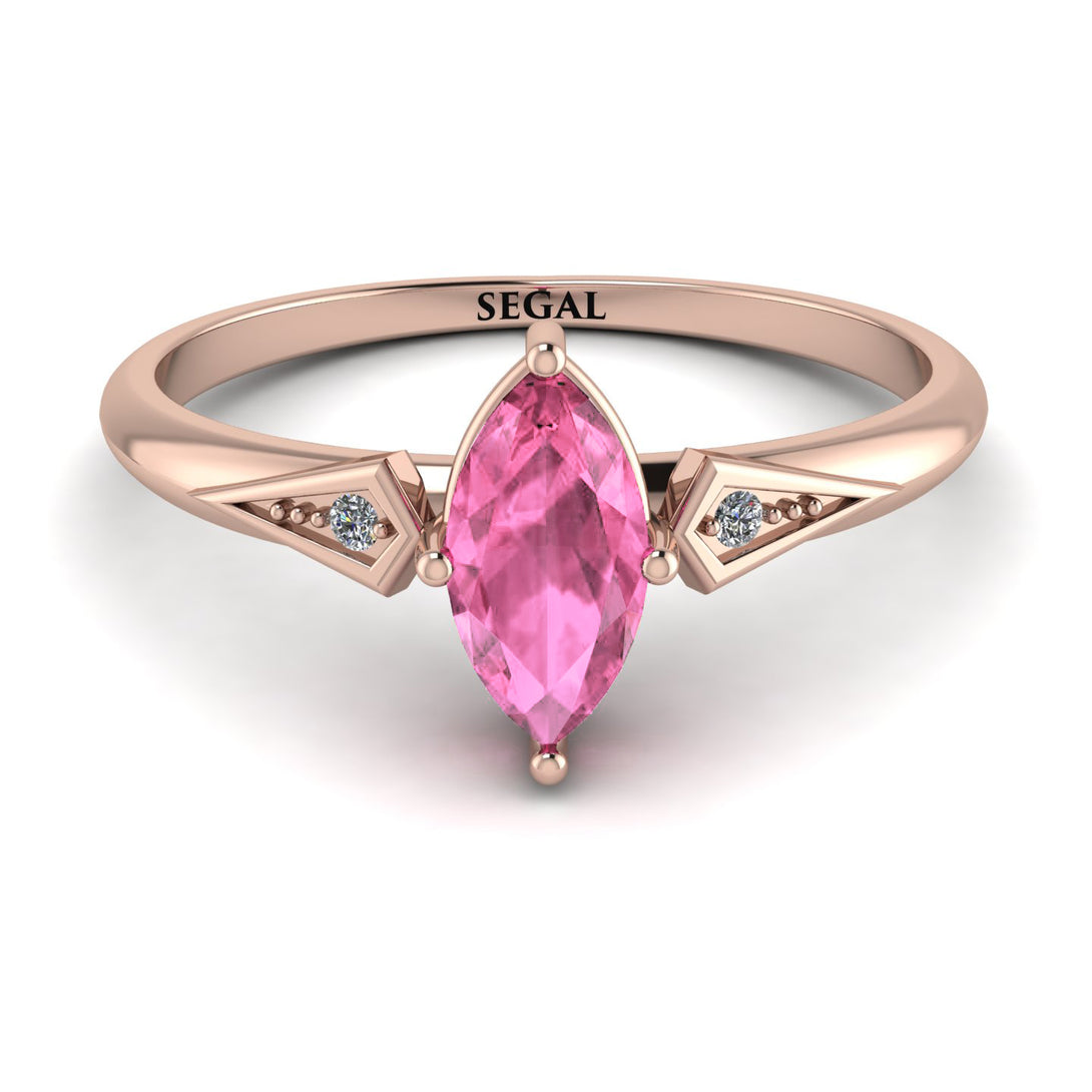 Marquise Pink Moissanite Geometrical Engagement Ring - Reese No. 802
