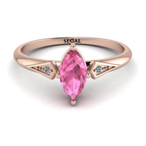 Marquise Pink Moissanite Geometrical Engagement Ring - Reese No. 802 image 1