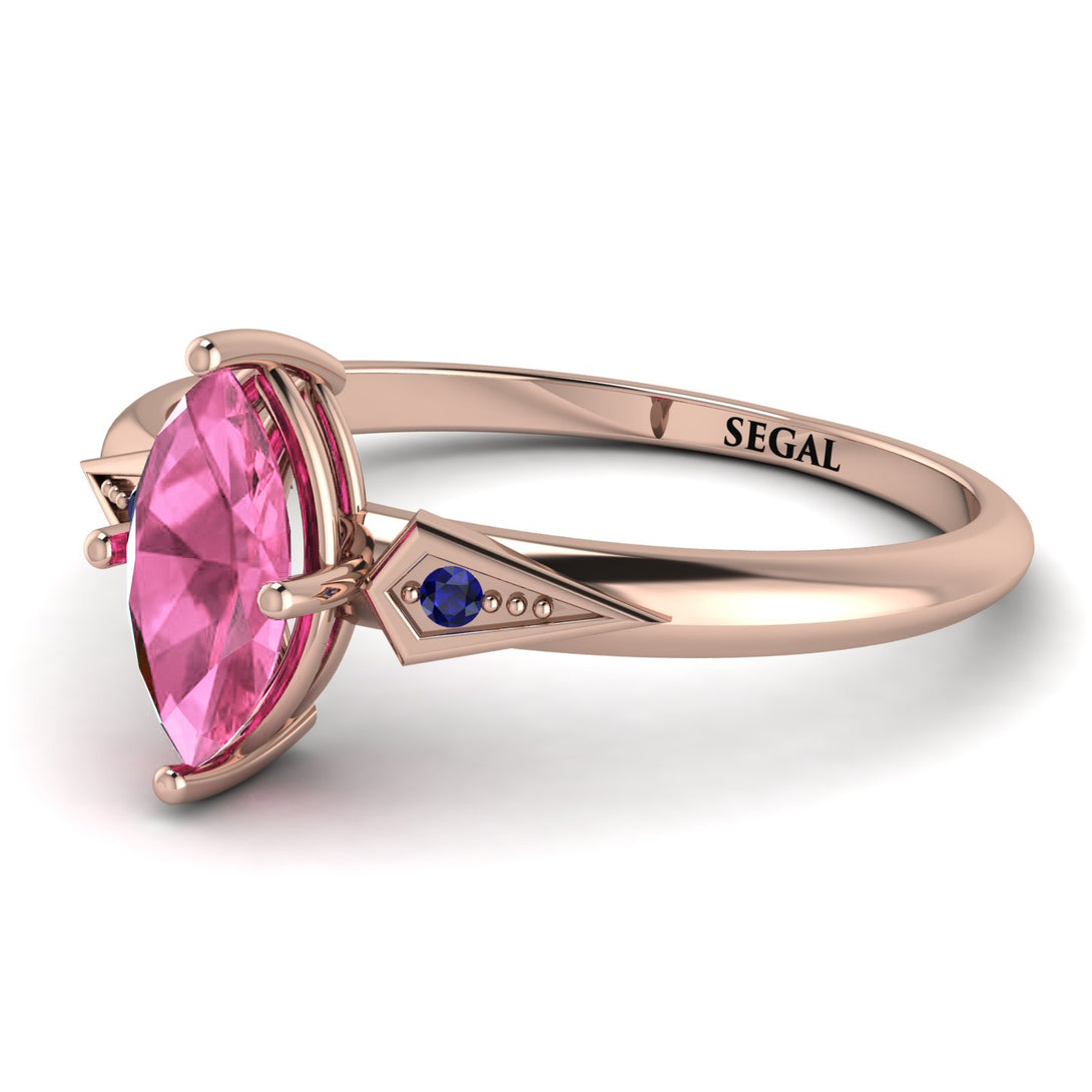 Marquise Pink Moissanite Geometrical Engagement Ring - Reese No. 814