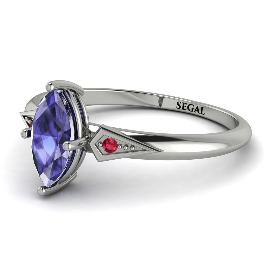 Marquise Tanzanite Geometrical Engagement Ring - Reese No. 212