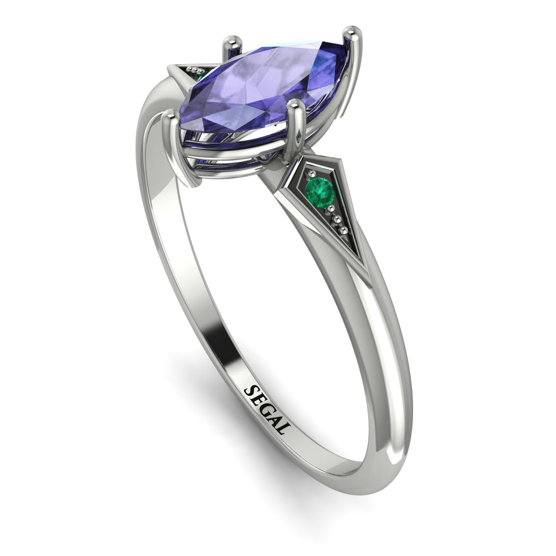 Marquise Tanzanite Geometrical Engagement Ring - Reese No. 206
