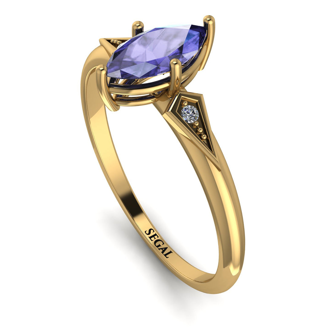 Marquise Tanzanite Geometrical Engagement Ring - Reese No. 201
