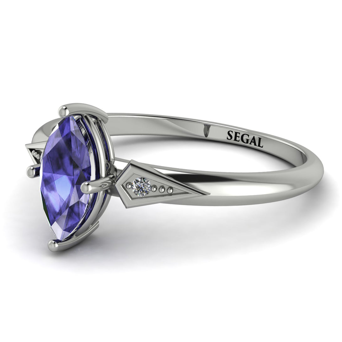 Marquise Tanzanite Geometrical Engagement Ring - Reese No. 203
