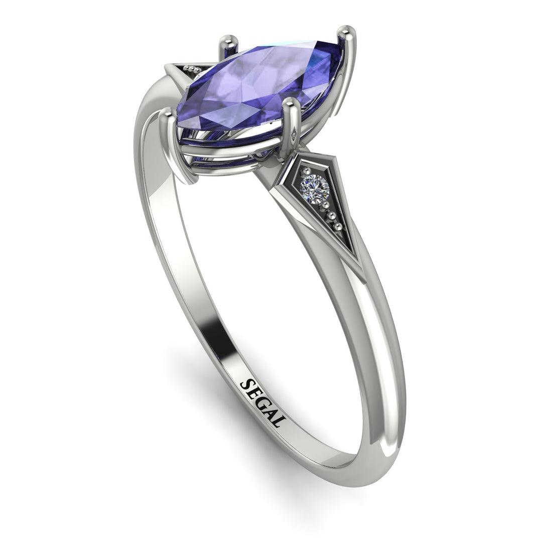 Marquise Tanzanite Geometrical Engagement Ring - Reese No. 203