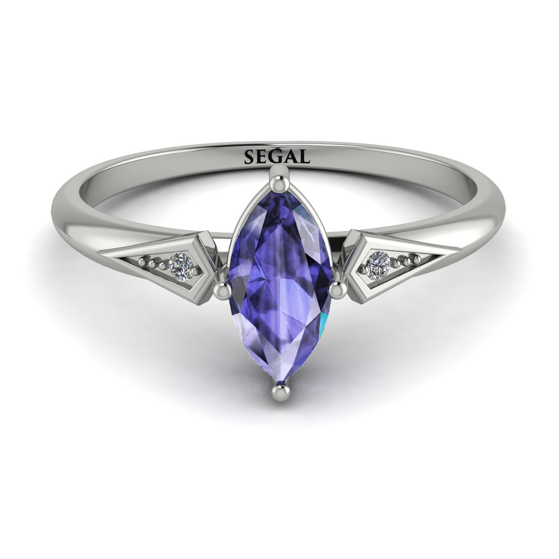 Marquise Tanzanite Geometrical Engagement Ring - Reese No. 203
