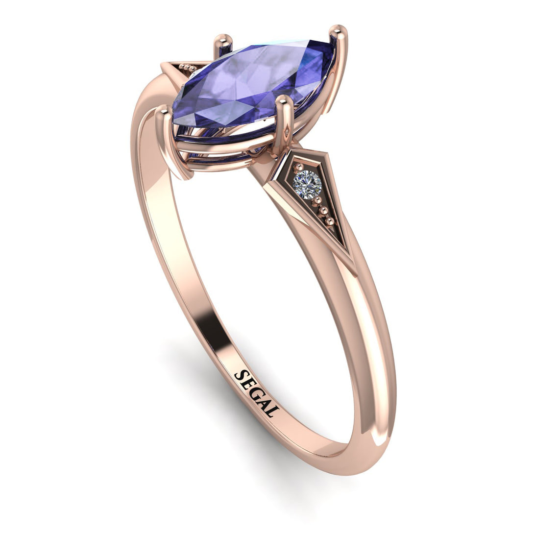 Marquise Tanzanite Geometrical Engagement Ring - Reese No. 202
