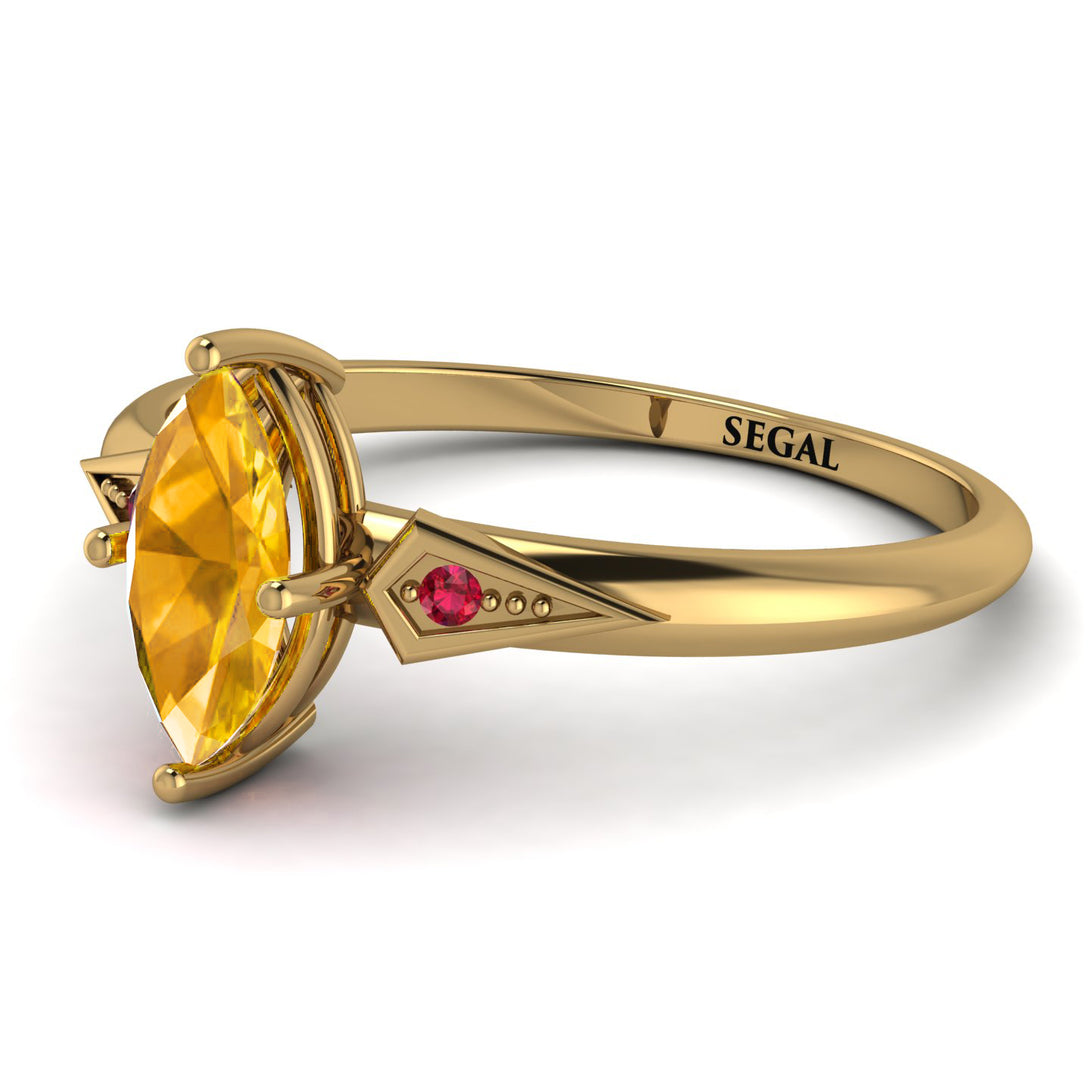 Marquise Yellow Diamond Geometrical Engagement Ring - Reese No. 1010