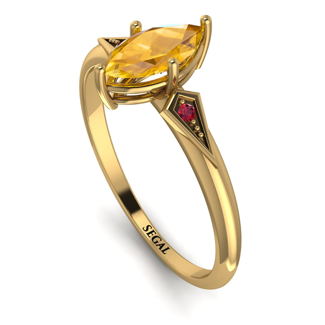 Marquise Yellow Diamond Geometrical Engagement Ring - Reese No. 1010