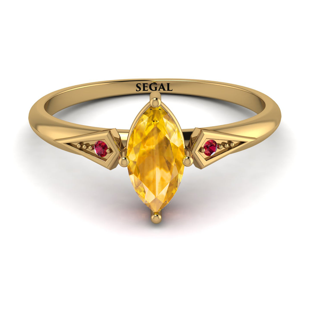 Marquise Yellow Diamond Geometrical Engagement Ring - Reese No. 1010