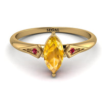 Marquise Yellow Diamond Geometrical Engagement Ring - Reese No. 1010 image 1
