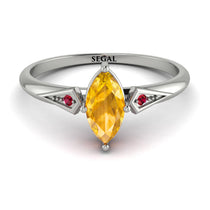 Marquise Yellow Diamond Geometrical Engagement Ring - Reese No. 1012 image 1