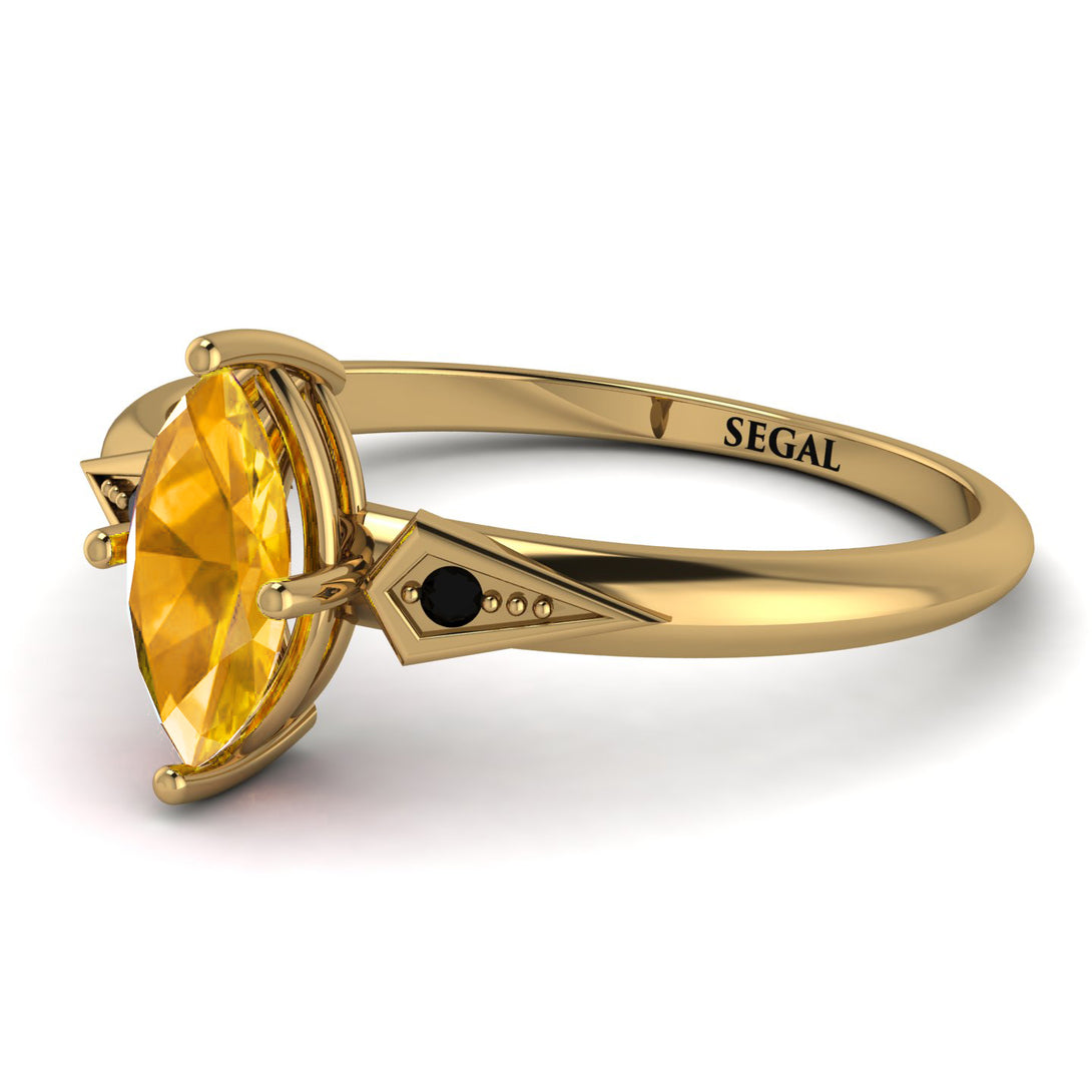 Marquise Yellow Diamond Geometrical Engagement Ring - Reese No. 1007