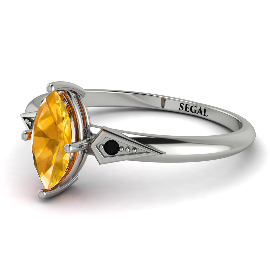 Marquise Yellow Diamond Geometrical Engagement Ring - Reese No. 1009