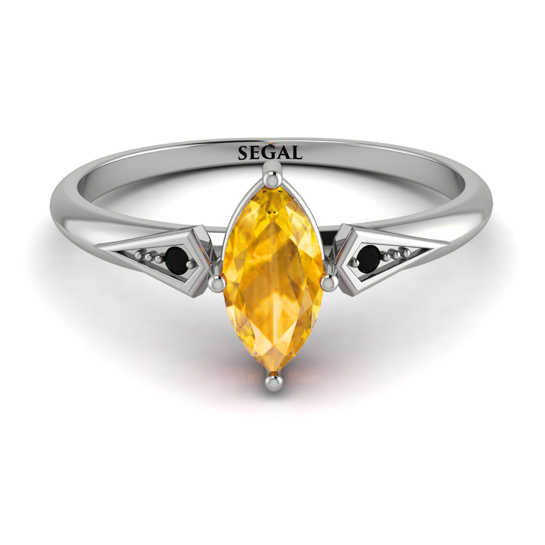 Marquise Yellow Diamond Geometrical Engagement Ring - Reese No. 1009