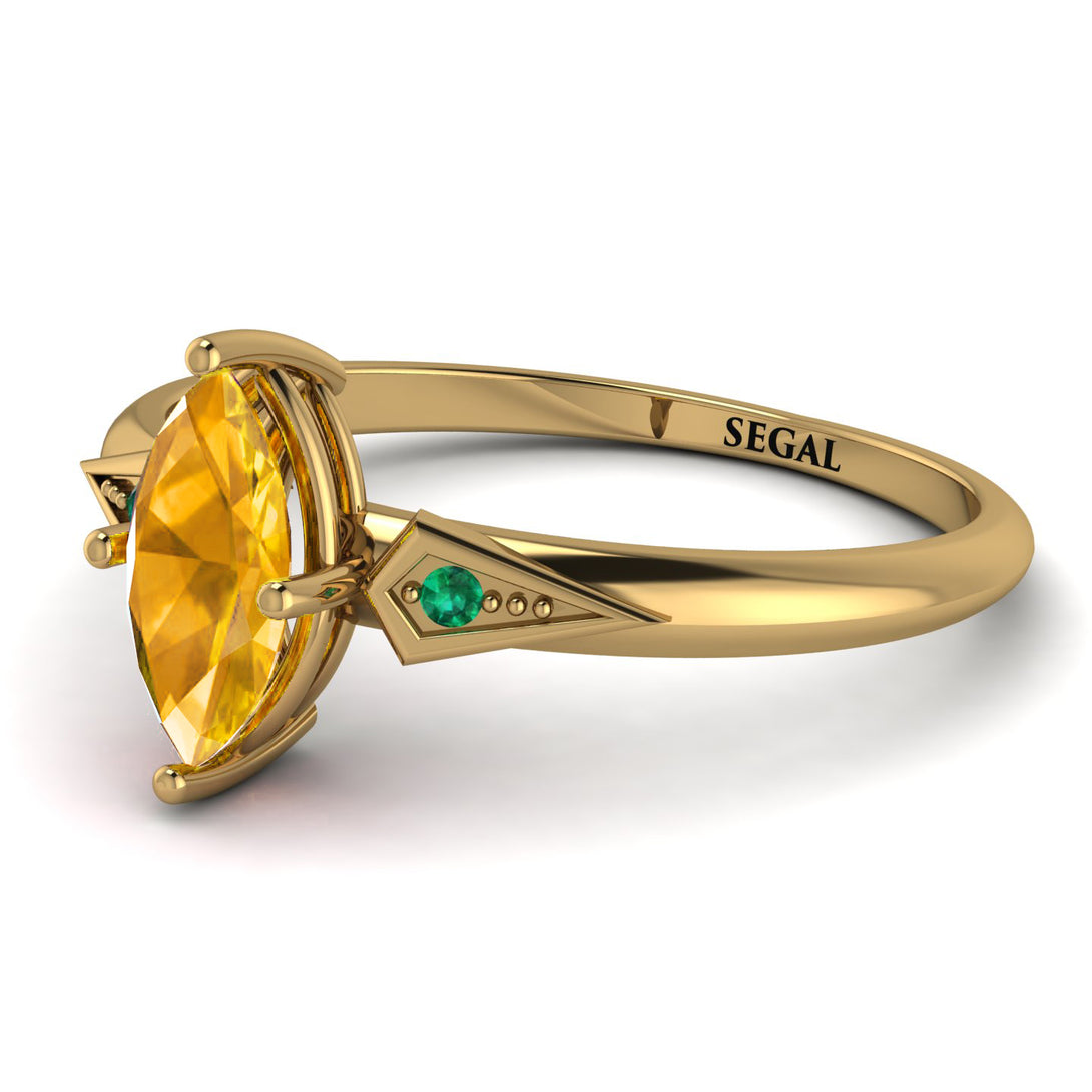 Marquise Yellow Diamond Geometrical Engagement Ring - Reese No. 1004