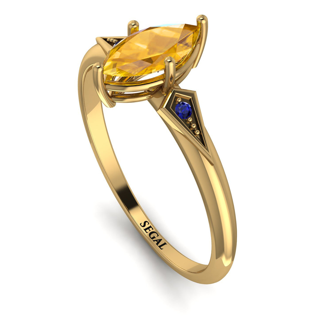 Marquise Yellow Diamond Geometrical Engagement Ring - Reese No. 1013