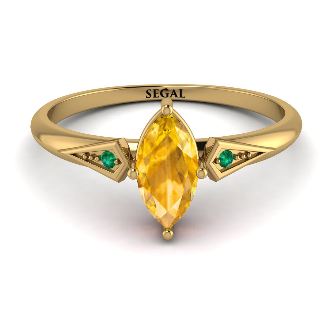Marquise Yellow Diamond Geometrical Engagement Ring - Reese No. 1004
