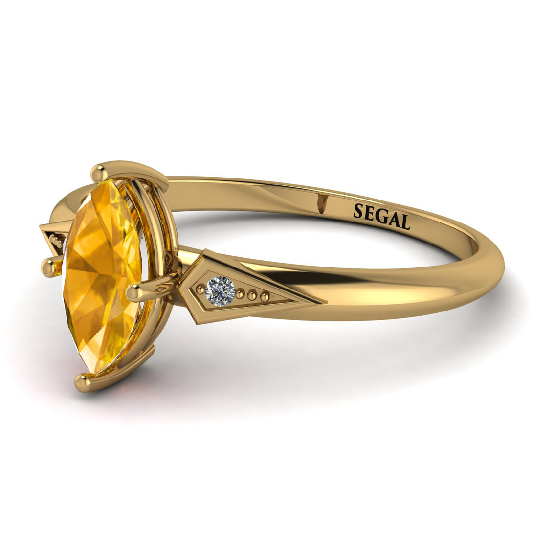 Marquise Yellow Diamond Geometrical Engagement Ring - Reese No. 1001