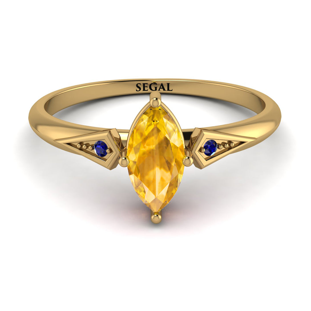 Marquise Yellow Diamond Geometrical Engagement Ring - Reese No. 1013