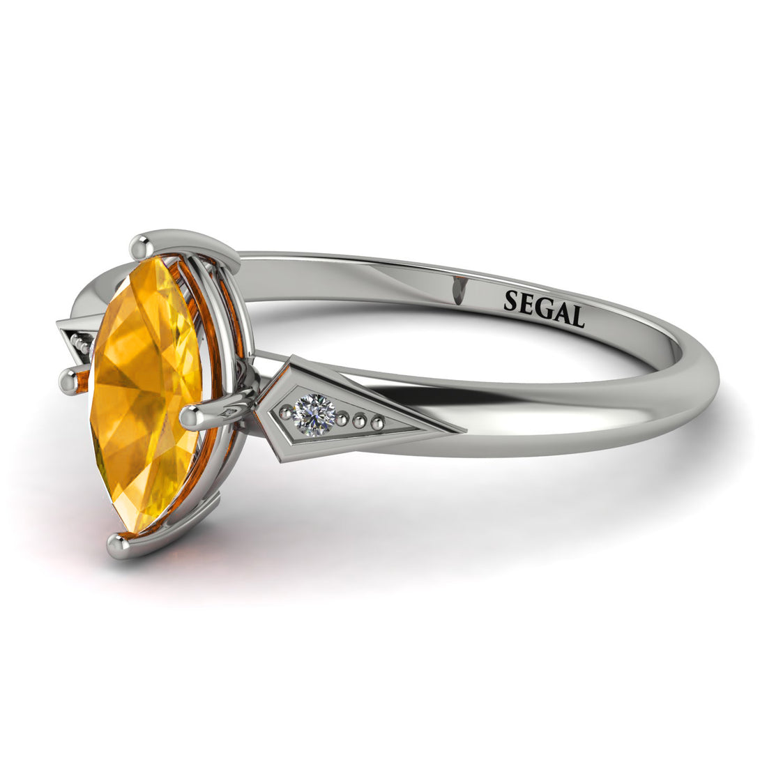 Marquise Yellow Diamond Geometrical Engagement Ring - Reese No. 1003
