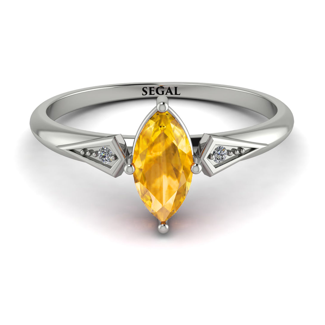 Marquise Yellow Diamond Geometrical Engagement Ring - Reese No. 1003