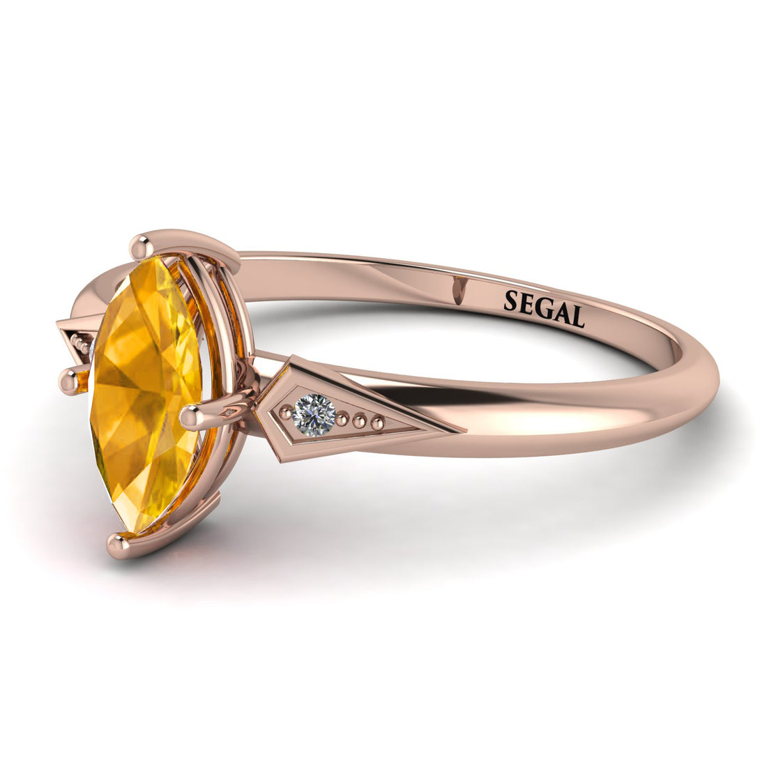 Marquise Yellow Diamond Geometrical Engagement Ring - Reese No. 1002